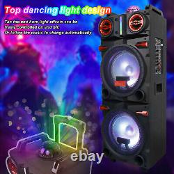 Dual 10 Bluetooth Speaker 9,000W Subwoofer Heavy Bass Sound System Party & Mic