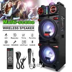 Dual 10 Subwoofer Bluetooth Speaker 9000W Rechargable withLED DJ FM Party Karaok