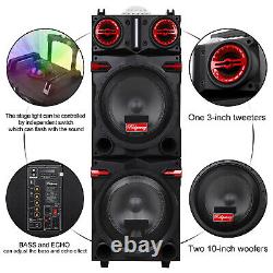 Dual 10 Subwoofer Bluetooth Speaker 9000W Rechargable withLED DJ FM Party Karaok