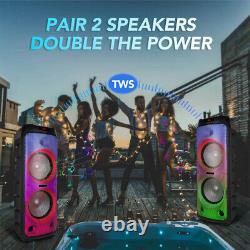 Dual 12in 5100W Bluetooth Speaker Subwoofers Heavy Bass Sound Party System+Mic