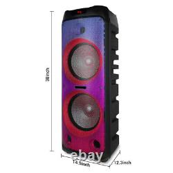 Dual 12in 5100W Bluetooth Speaker Subwoofers Heavy Bass Sound Party System+Mic