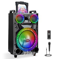 LOUD Portable Bluetooth Speaker Dual Subwoofer Heavy Bass Sound LED System +Mic