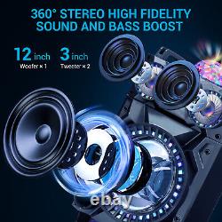 LOUD Portable Bluetooth Speaker Dual Subwoofer Heavy Bass Sound LED System +Mic