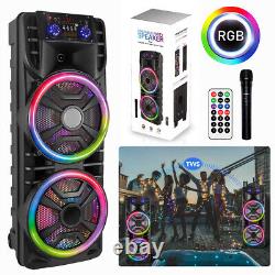 Loud Portable Bluetooth Speaker Dual 12 Subwoofer Heavy Bass Sound System withMic