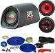 Mtx Audio Rt8pt 8 Bass Tube Powered Subwoofer With Terminator Speakers & Amp Kit