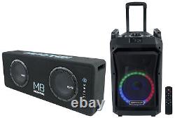Memphis Audio MBE8D2 700w Dual 8 Car Subwoofers+Sub Box+Amplifier+Party Speaker