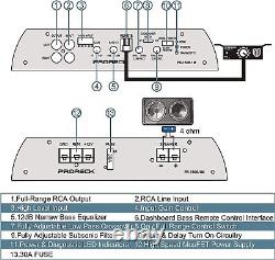 PRORECK PR-122M 1500W Dual 12 Car/Truck Subwoofer Enclosure Audio Sub+Amp Kit