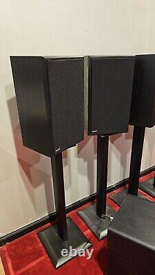 Pinnacle Surround Sound Speakers Subwoofer, Center With Pedestals EXCELLENT