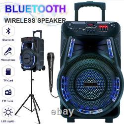 Portable Bluetooth Speaker with Stand Mic Party Lights Subwoofer PA Sound System