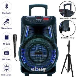 Portable Bluetooth Speaker with Stand Mic Party Lights Subwoofer PA Sound System