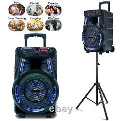 Portable Bluetooth Speaker with Stand Mic Party Lights Subwoofer PA Sound System