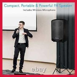 Pyle Bluetooth Karaoke PA Speaker Indoor/Outdoor Portable Sound System W Wireles