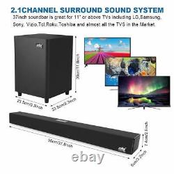 Sound Bar 120W 38in Wired with Subwoofer Bluetooth Speaker AUX for TV+Remote