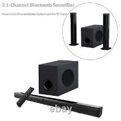 Sound Bar with Subwoofer Bluetooth 5.0 Speaker 2.1 System Wireless Remote USA