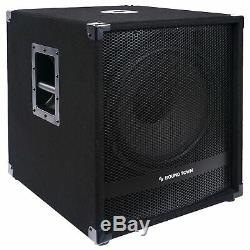 Sound Town 15 1600W Powered Subwoofers with 2 Speaker Outputs, (METIS-15SPW2.1)