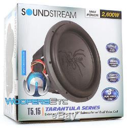 Soundstream T5.154 15 Tarantula 2600w Max Dual 4-ohm Subwoofer Bass Speaker New