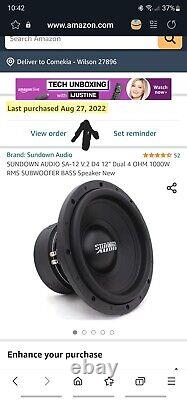 Sundown Audio Sa-12 V. 2 D4 12 Dual 4 Ohm 1000w Rms Subwoofer Bass Speaker Used
