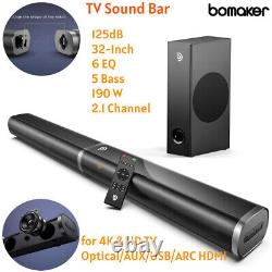Surround Sound Bar 4 Speaker System Bluetooth 5.0 BT Subwoofer TV Home Theater