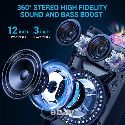 Wireless Bluetooth Speaker 12 Subwoofer Party Bass Sound Karaoke System with Mic