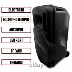 15 3600w Portable Bluetooth Haut Parleur Woofer Lourd Basse Party Sound System