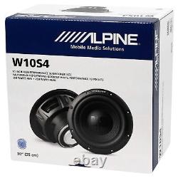 (2) Alpine W10S4 10 1500 Watt Subwoofers Audio de voiture + Boîtier d'enceinte subwoofer scellé