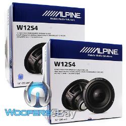 (2) Alpine W12s4 12 Subs Car Audio 4 Ohms 750w Subwoofers Enceintes Bass Nouveaux