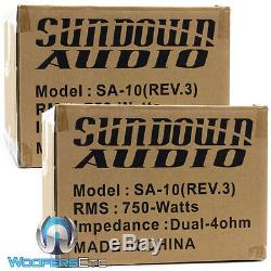 (2) Sundown Audio Sa-10d2 Rev. 3 Subs 10 DVC 2 Ohm Fort Pro Basse Subwoofers Nouveau