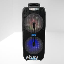 2x 8 Portable Fm Bluetooth Speaker Sub Woofer Heavy Bass Sound System Party