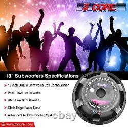 5 Core 18 Pouces Subwoofer Remplacement Haut-parleur Loud 2500 W Sub Woofer Pa Dj Audio
