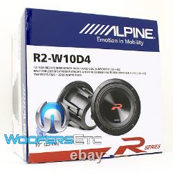 Alpine R2-w10d4 10 2250w Woofer Dual 4ohm Reinforced Subwoofer Bass Speaker New => Alpine R2-w10d4 10 2250w Haut-parleur de grave renforcé à double bobine 4ohm neuf.