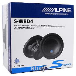 Alpine S-w8d4 8 900w Auto Audio Subwoofer DVC Dual 4-ohm Sub+bluetooth Speaker