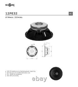 B&C 12PE32 12 Haut-parleur de remplacement Pro-Audio pour médiums, subwoofer 500W, 8-Ohm