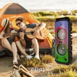 Enceinte Bluetooth de 5100 watts avec double caisson de basses de 12 pouces pour un son stéréo puissant pour les fêtes.