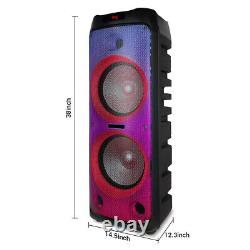 Enceinte Bluetooth de 5100 watts avec double caisson de basses de 12 pouces pour un son stéréo puissant pour les fêtes.