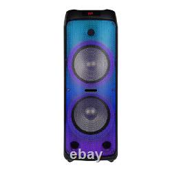 Enceinte Bluetooth de 5100 watts avec double caisson de basses de 12 pouces pour un son stéréo puissant pour les fêtes.