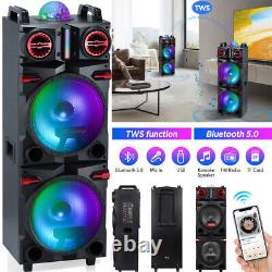 Enceinte Bluetooth de 9000W avec double subwoofer de 10 pouces, système de son pour fêtes avec FM, Karaoké, LED et microphone