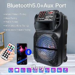 Enceinte Bluetooth portable 15 avec subwoofer, basses puissantes, système de fête DJ, microphone, AUX et FM