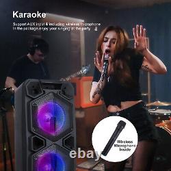 Enceinte Bluetooth portable de 9000W avec double caisson de basses de 10 pouces et système audio puissant + microphone