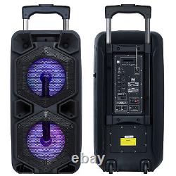 Enceinte Bluetooth portable de 9000W avec double caisson de basses de 10 pouces et système audio puissant + microphone