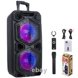 Enceinte Bluetooth portable de 9000W avec double caisson de basses de 10 pouces et système audio puissant + microphone