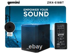 Enceinte de basse professionnelle Gemini Sound New 2400W avec Bluetooth et haut-parleur de 18 pouces