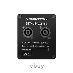 Enceinte de ligne passive Sound Town ZETHUS 18 1600W Subwoofer, noir (ZETHUS-VX118S)