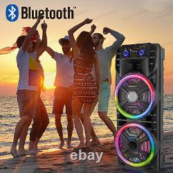 Grand haut-parleur portable PA Bluetooth double subwoofer 12 pouces système audio DJ FM avec micro
