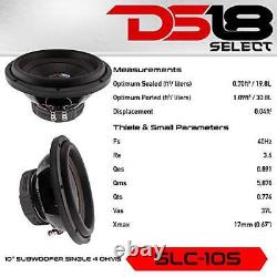 Haut-parleur de voiture DS18 SLC10S Subwoofer Audio 10 pouces en papier verre, noir