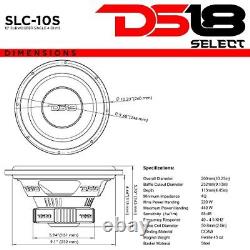 Haut-parleur de voiture DS18 SLC10S Subwoofer Audio 10 pouces en papier verre, noir
