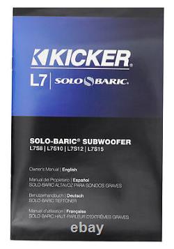 Kicker L7s84 8 900w Solobaric L7s Auto Audio Subwoofer + Haut-parleur Bluetooth Gratuit
