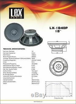 Lx-18040p Lex Audio 18 Haut-parleur, 2000w, Remplace Transducteur Rcf18p400 Woofer