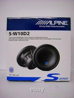Nouveau Haut-parleur Alpine S-w10d2 10 1800 Watt Auto Audio Subwoofer DVC Dual 2-ohm Sub Speaker