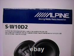 Nouveau Haut-parleur Alpine S-w10d2 10 1800 Watt Auto Audio Subwoofer DVC Dual 2-ohm Sub Speaker