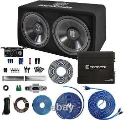 PRORECK PR-122M 1500W Double 12 Boîte de subwoofer pour voiture/camion avec kit audio Sub+Amp